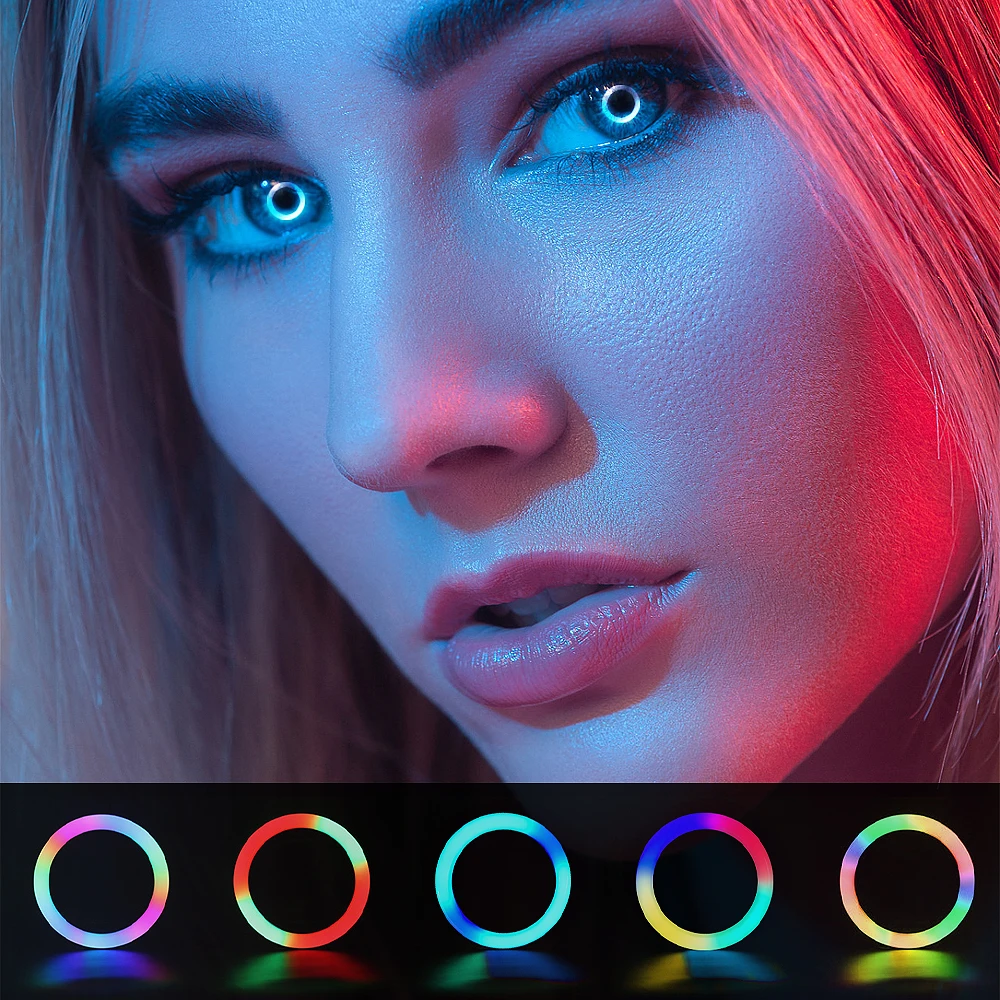 

10inch 26cm RGB LED Selfie Ring Light Dimmable LED Ring Lamp Photo Video Camera Phone Led Fill Light For Live YouTube Aro De Luz