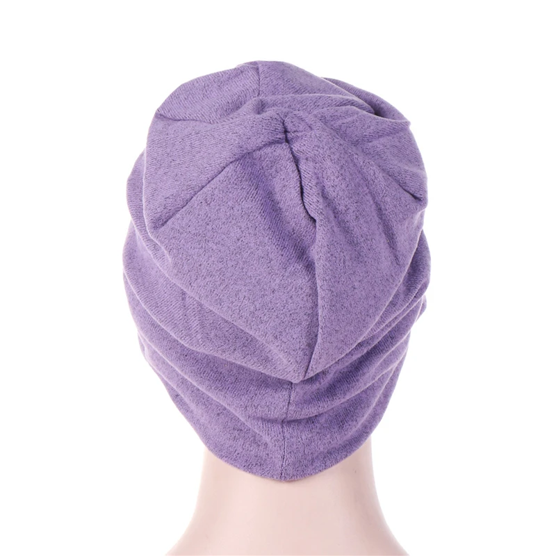 

2021 New Simple Hats Cotton Blend Fur Beanie Hat For Women Winter Skullies Warm Wool Cap Gorros Female Head Wrap Hijab Cap