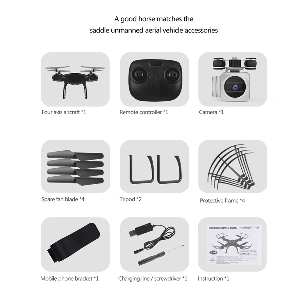 

HJ14W Drone With Camera Live Video 720P HD 2 Million WIFI Camera Headless Mode Multi-function Four-axis Aircraft charitable