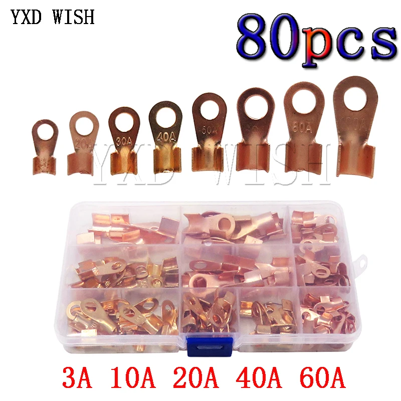 

80 шт Медь Батарея терминал кабели разъема открытые волочения проволоки клеммы OT-3A OT-10A OT-20A OT-40A OT-60A проволочные выводы