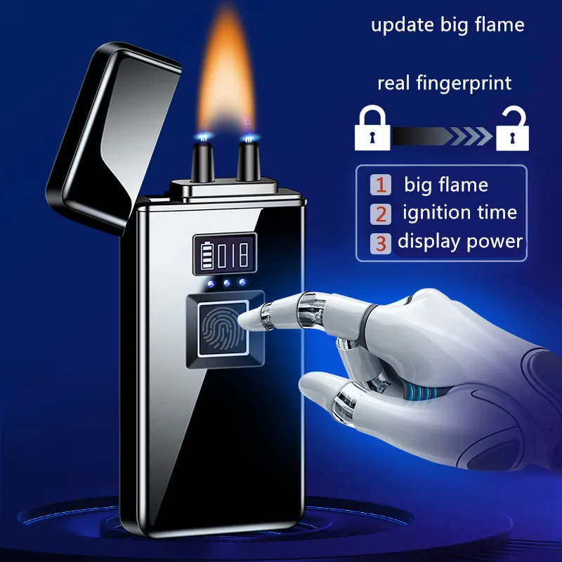 New Real Fingerprint Recognition Electronic Usb Recharge Sense Touch Electric Arc Display Power Lighter For Friends Gift | Дом и сад