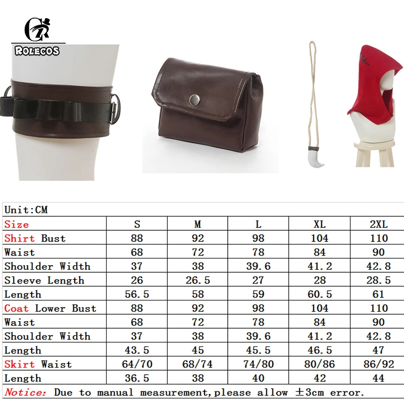 

ROLECOS Game OW Cosplay Costumes Ashe Litter Red Hood Women Halloween Cosplay Costume Christmas Hat Cosplay Skirt Women Full Set