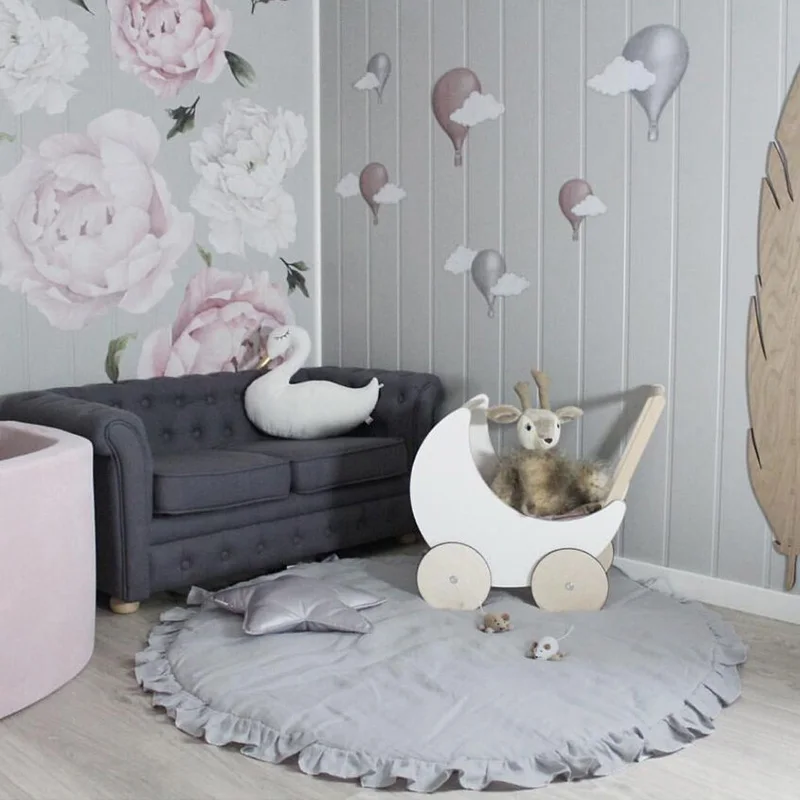 

Baby Play Mats Round Soft Cotton Padded Newborn Crawling Mat Infant Play Carpet Ruffled Mat Teepee Tent Floor Playmat