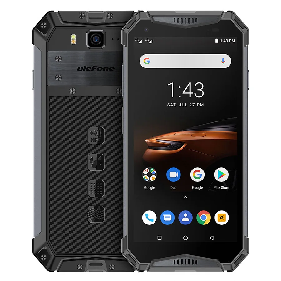Black Ulefone Armor 3W 5," FHD+ Android 9,0 Helio P70 Octa Core 6 ГБ 64 Гб Смартфон 21 МП 10300 мАч 4G OTG NFC мобильный телефон - Цвет: Black