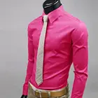 Новинка 2019, Мужская модная повседневная приталенная Однотонная рубашка с длинными рукавами, мужская деловая Классическая рубашка, мягкая удобная рубашка в рождественском стиле