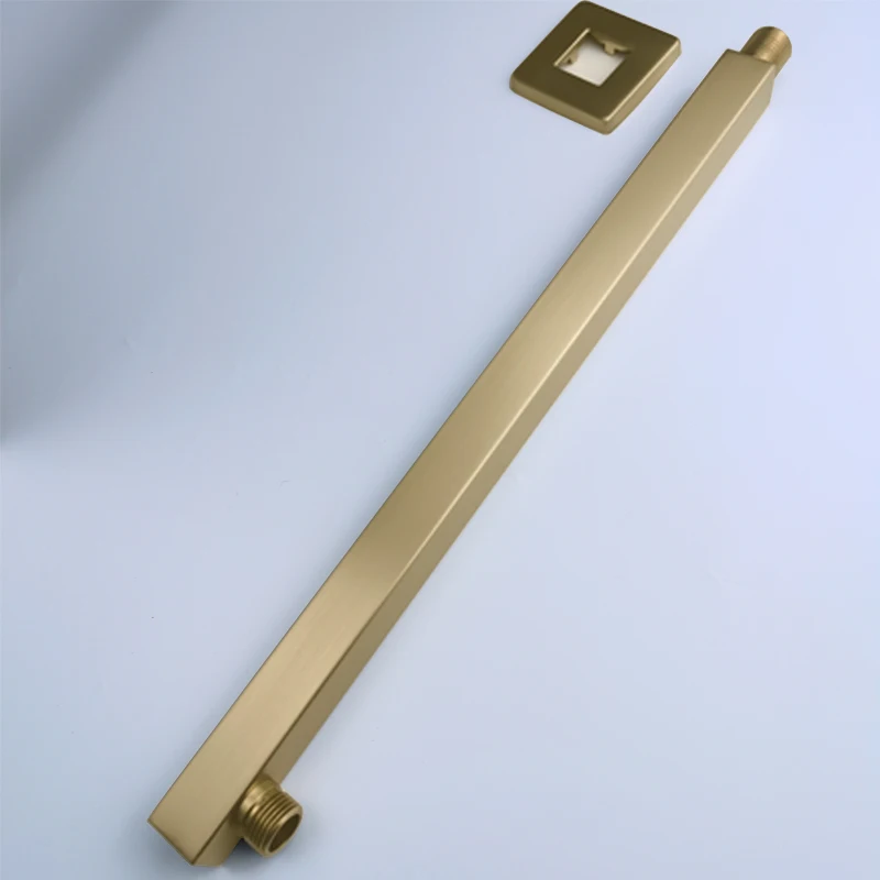 Золотистый медный смеситель для душа ванной комнаты настенный квадратный с