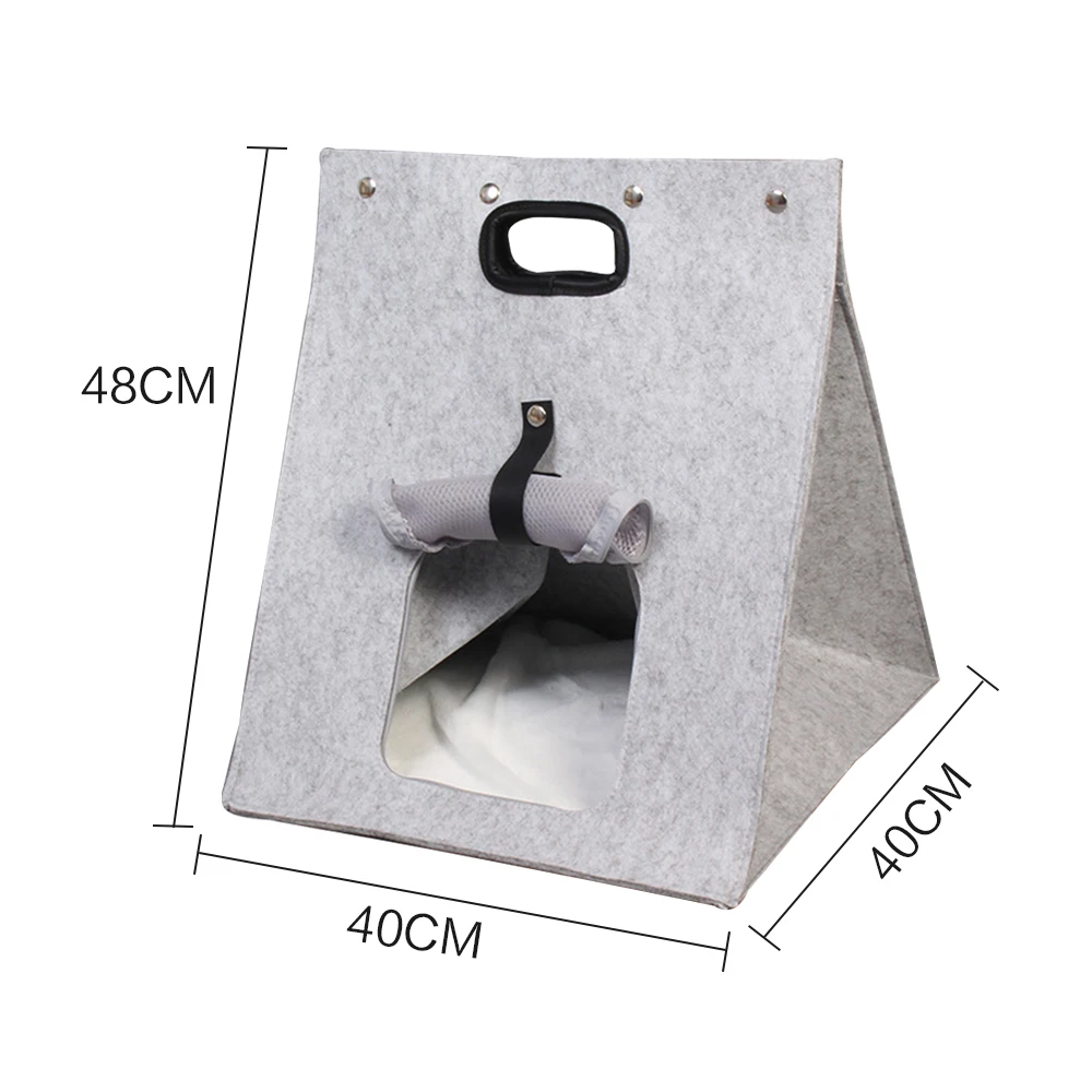 

1pcs Multi-functional Pet Bed Felt Puppy Cat Washable Collapsible Cat Bed House Warm Nest For Cat Portable Carrier Bag Outdoors