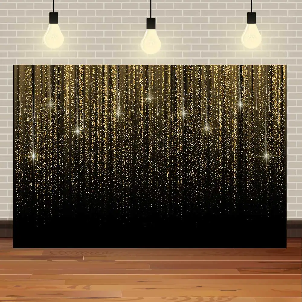 

NeoBack Happy Birthday Adult Golden Glitter Shiny Party Celebration Tassel DIY Banner Rose Photo Backdrop Photography Background