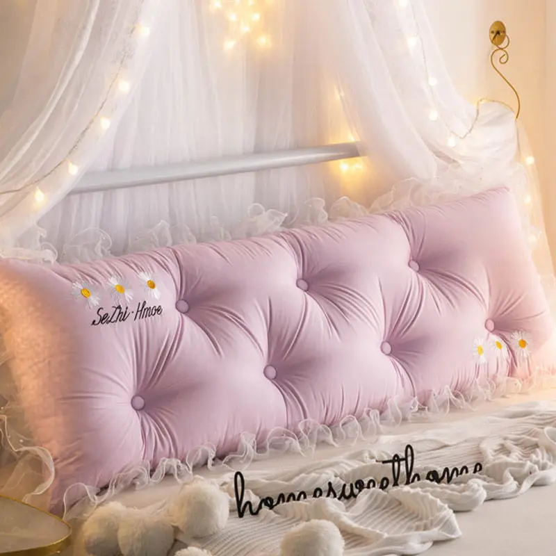 Подушка прикроватная мягкая с вышивкой милая эластичная для кровати Королевский