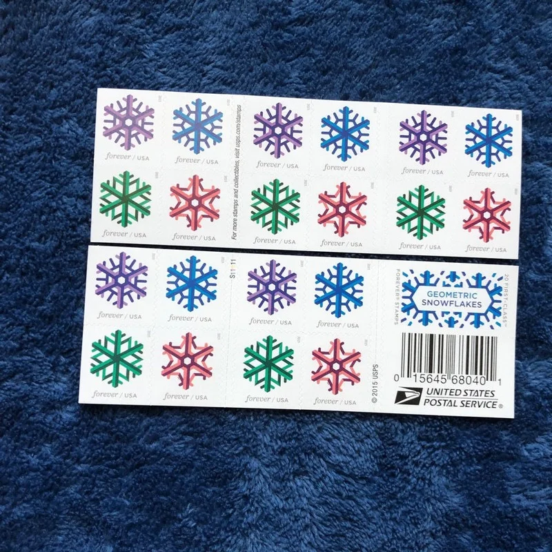 

Universal permanent stamps from the United States, snowflakes all over the floor, 20 pieces each,Home, office general,new stamps