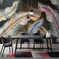 custom 3d photo colored feathers leaves wallpaper for bedroom living room backdrop wall painting non woven embossed mural paper