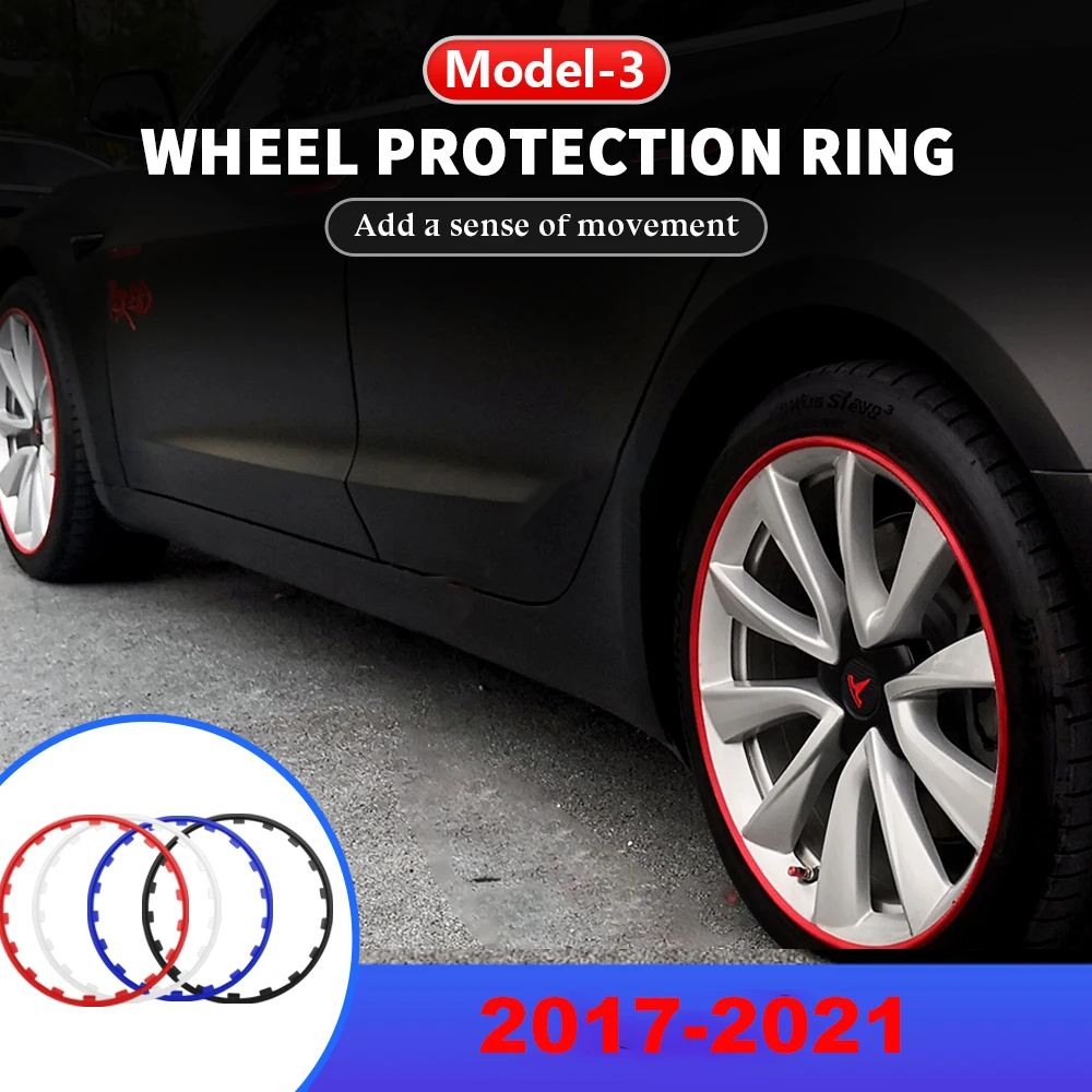 4 шт. защитное кольцо для обода колеса автомобиля Tesla Model 3 Y2017 2018 2019 2020 2021 - купить по