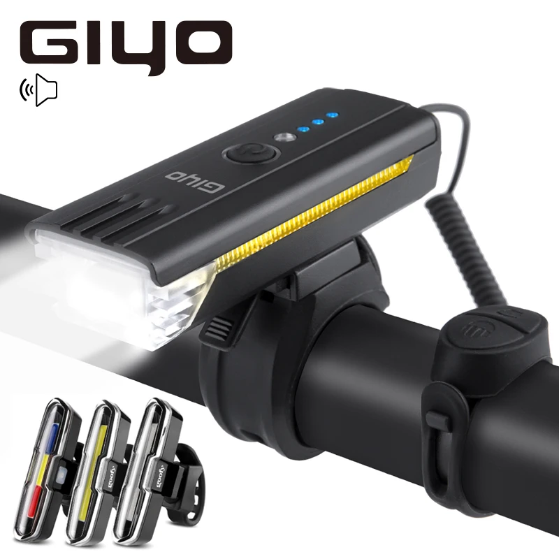 

GIYO Horn / Flashlight for Bicycle MTB Road Light Bike Front Rear Lantern Cycling Accessories USB Rechargeable Led Bicycle Light