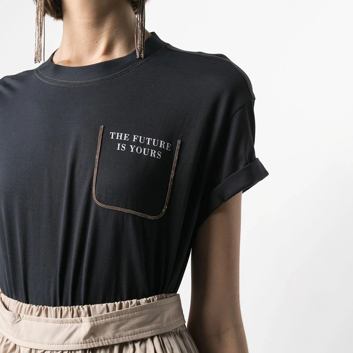 

Pirate Hippie Beading Pocket Tee Shirt Woman Summer Short Sleeve O Neck Cotton Simple T-Shirt Casual Vintage Classic Tshirt Top