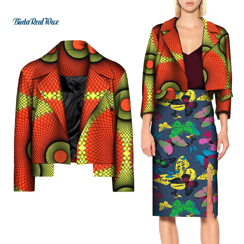 2021 Summer African Print Casual Suits for Sexy Lady Bazin Riche Dashiki Long Sleeve Blazer Coat  Cotton African Clothes WY8474