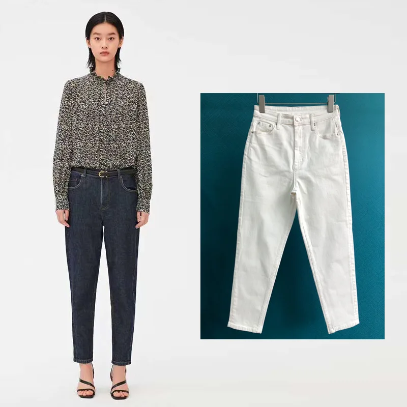 Autumn and winter paragraph Fashion Classic Trendy Brand luxry design commute Versatile High waist Plush Jeans woman