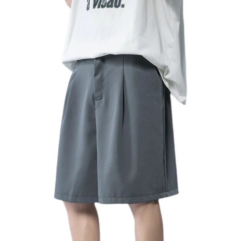 

Summer Suit Shorts Men Slim Fashion Business Society Mens Dress Shorts Korean Loose Straight Straight Solid Color Casual Shorts