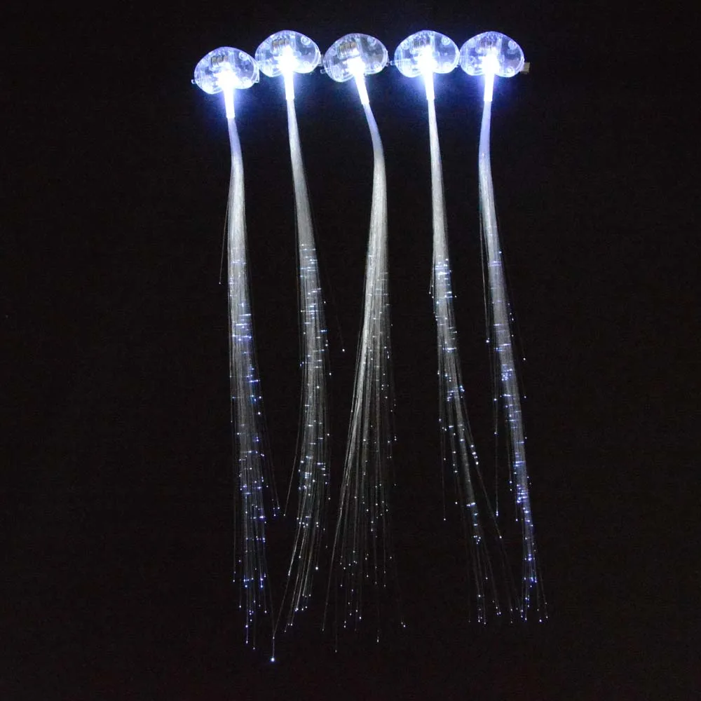 Pinza de pelo Led para fiesta, horquilla luminosa de fibra brillante, herramienta de peinado trenzada, Decoraci&oacute;n de cumplea&ntilde;os, Navidad y Navidad, 50 Uds.-1