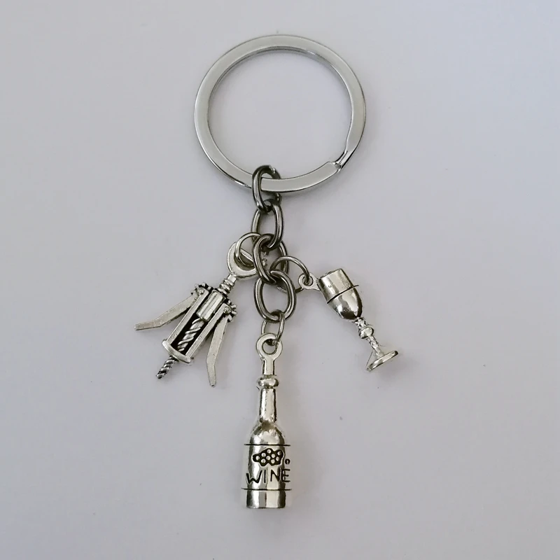Брелок для ключей в виде бокала вина винный штопор подарок на день Святого