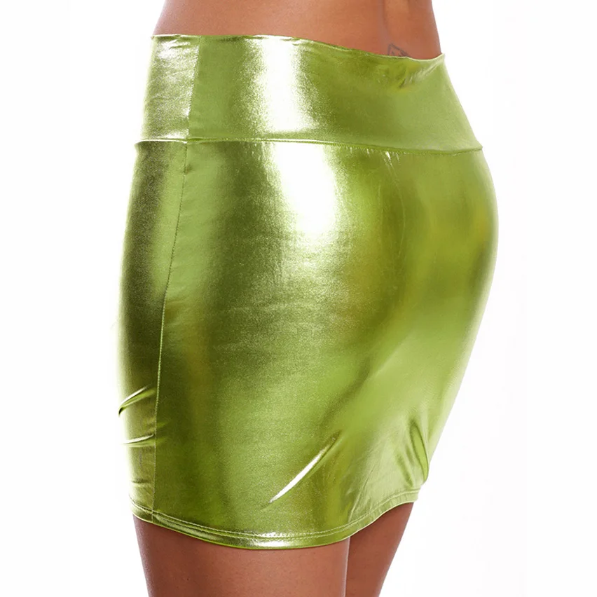 Юбка-карандаш из искусственной кожи с завышенной талией и оборками | Женская