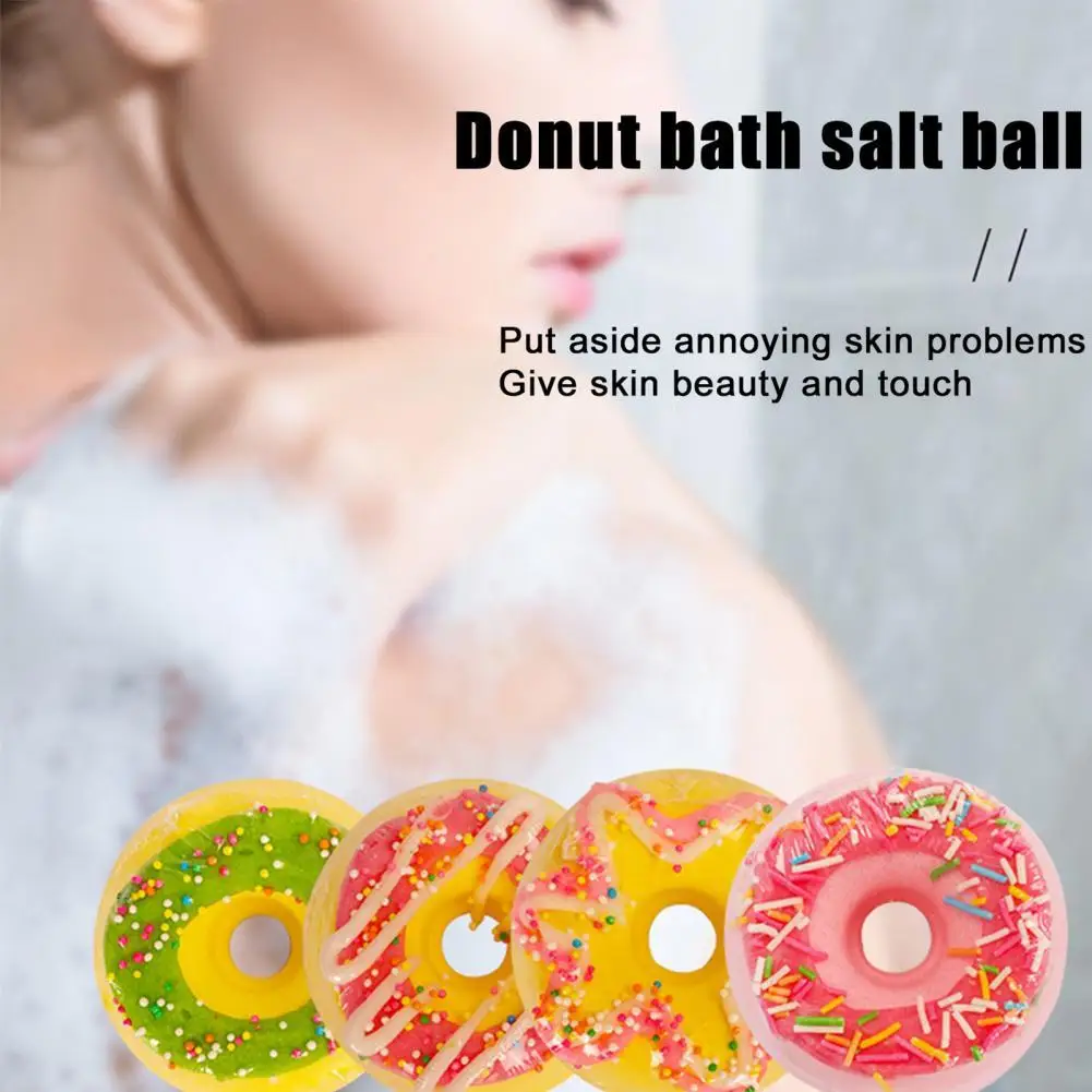 

4Pcs/Set Bubble Bath Ball Handmade Donut Style Fragrant Natural Donuts Skin-Friendly Bath Bombs Salt Ball for Shower