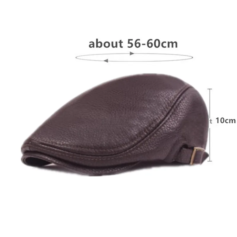 XdanqinX Men's PU Leather Berets Winter Simple Fashion Imitation Leather Tongue Cap Middle-aged Elderly Warm Winter Hat Dad Hats
