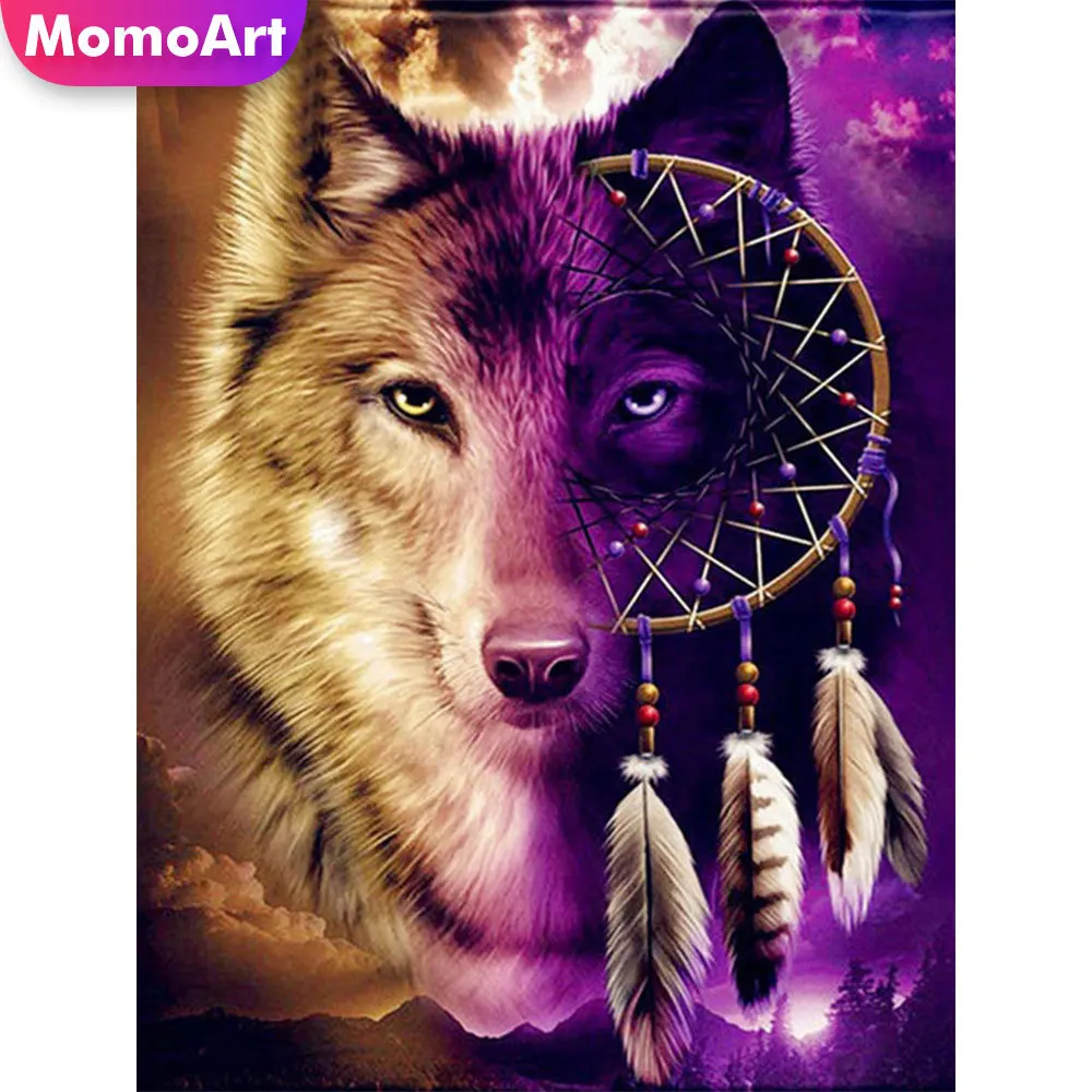 

MomoArt 5D DIY Diamond Embroidery Wolf Picture Of Rhinestone Animal Diamond Painting Full Drill Square Mosaic Handmade Gift