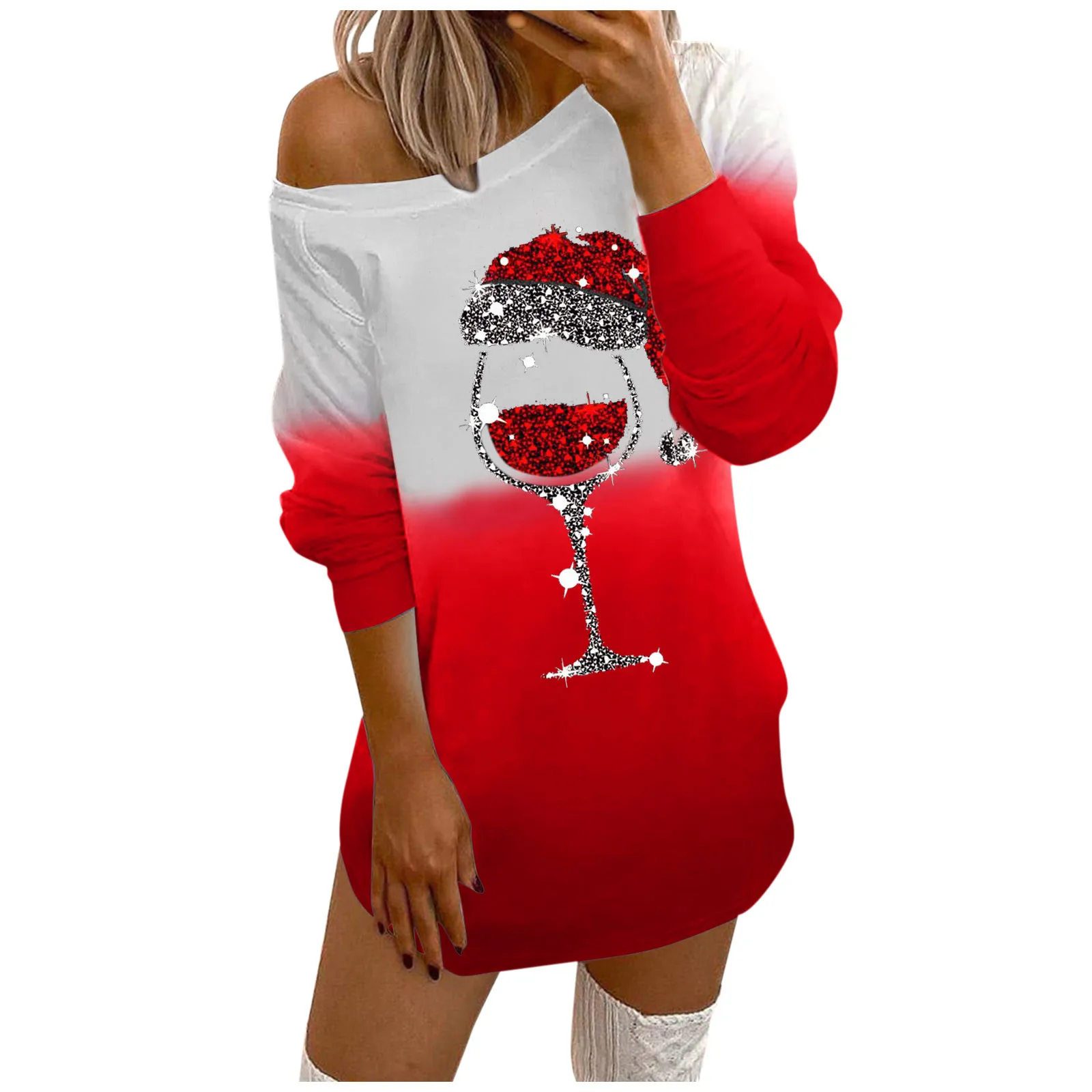 

Deenor Dress for New Year 2022 Autumn Women Long Sleeve Loose Casual Elegant Sweet Mini Dress Print Christmas Dresses Vestidos