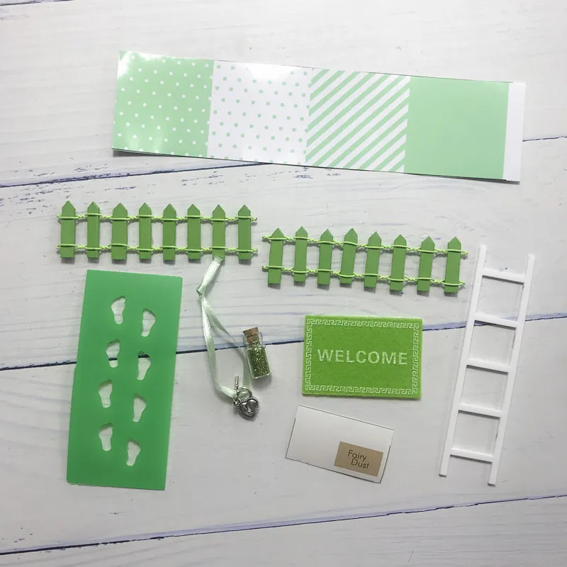 light green DIY Ручная работа сказочная дверь отличный подарок для ребенка миниатюрный волшебный зуб Сказочный дверной коврик лестница забор суккулент мини аксессуар сумка - Цвет: light green
