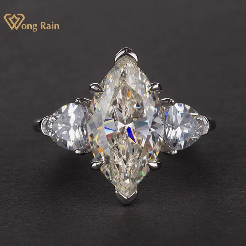 

Wong Rain Vintage 925 Sterling Silver Mariquesa Cut Created Moissanite Citrine Wedding Engagement Ring Fine Jewelry Wholesale