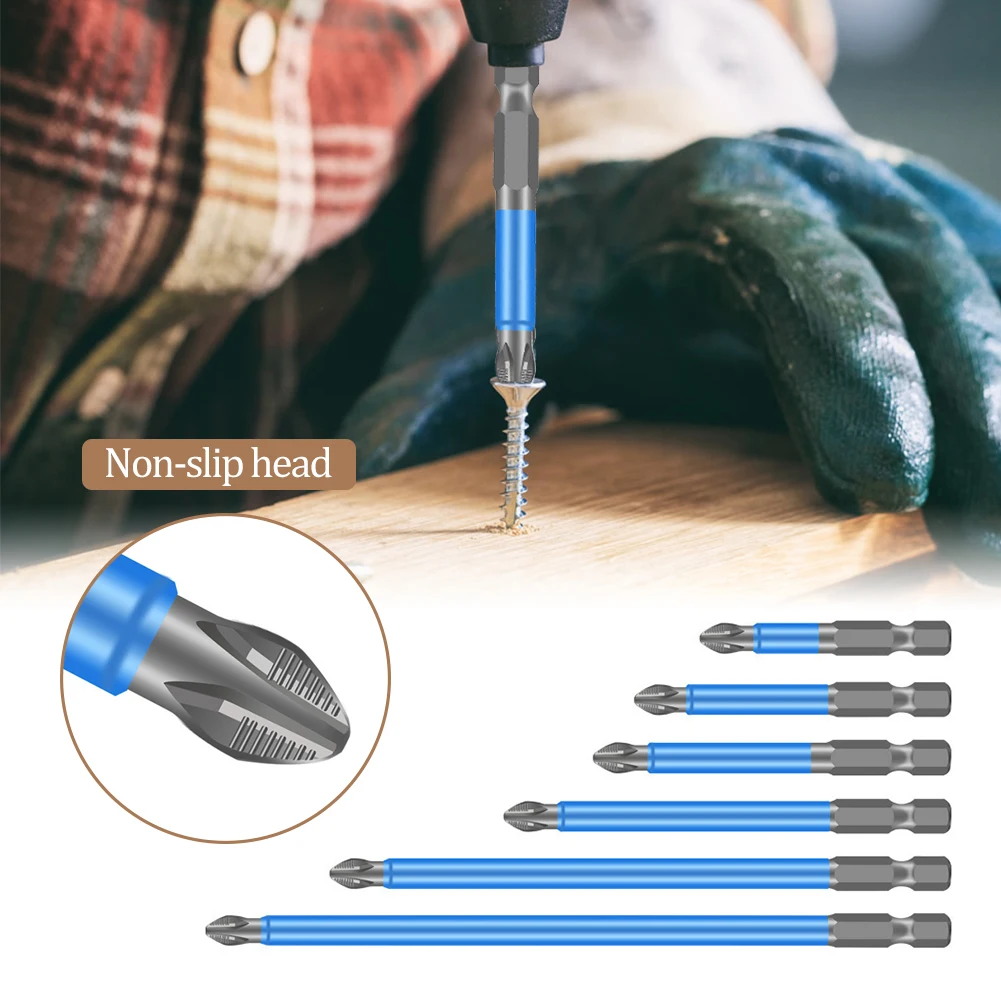 

Magnetic Drills PH2 Anti-Slip Electric Screwdriver Bit Set Bits 1/4" 25-150mm Hex Shank Magnetic Bits Power Tools Accessories