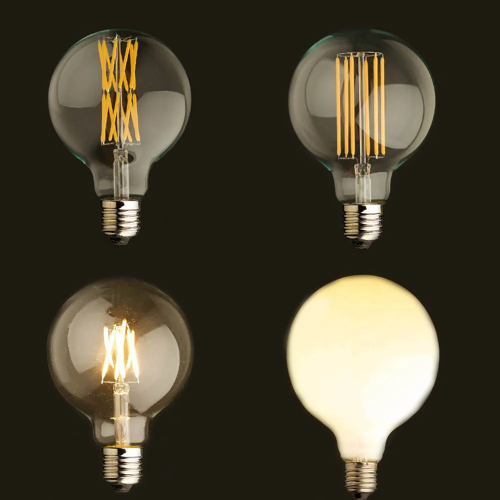 Винтажный светодиодный светильник накаливания, Edison G125 стиль, золотой оттенок молока, мороз. 6 Вт, 8 Вт, 16 Вт, 2200K(супер теплый), 110 В 220В переменного тока, с регулируемой яркостью
