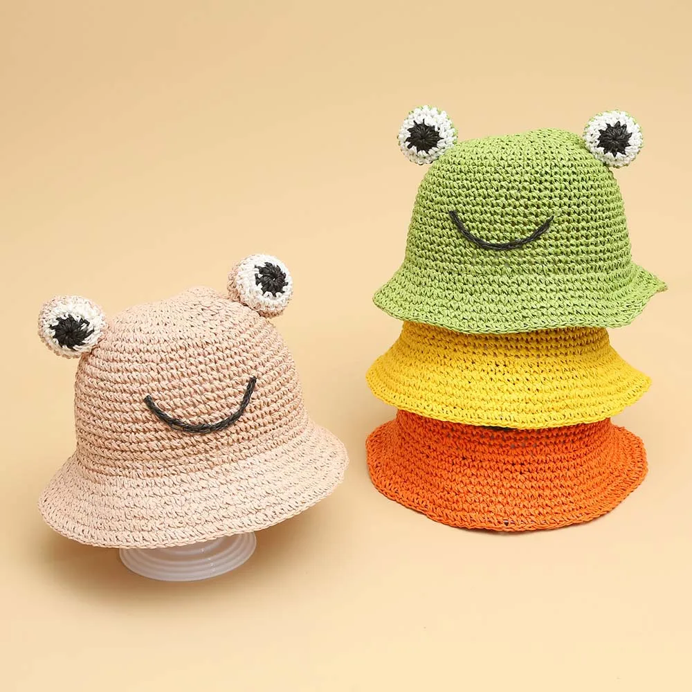 

Panama Hat Children Cartoon Frog Straw Hat Cute New Style Boys and Girls Children Korean Sun Hat