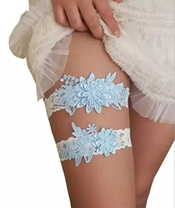 Women Dasiy Wedding Garters For Bride Bridal Lace Garter Set Hand Sewn Pearls For Bride Keepsake And Toss Garter Set