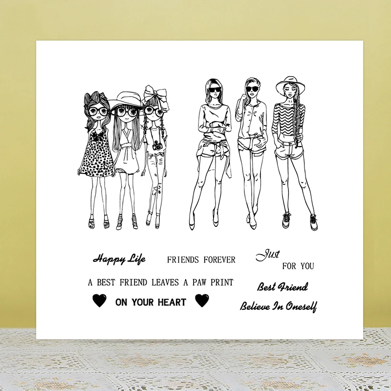 

AZSG beautiful Lovely girl Clear Stamps/Seal For DIY Scrapbooking/Card Making/Album Decorative Silicone Stamp Crafts