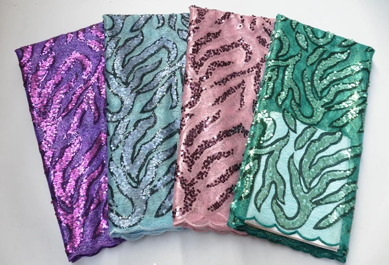 

H&Q 2021 nigerian tulle lace fabrics high quality embroidery french sequins mesh african net laces fabrics 5 yards for diy dress