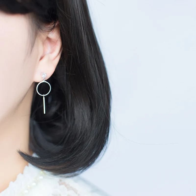 

La Monada Stud Earrings For Women Silver 925 Asymmetrical Circle Hanging Fine Women Earrings Jewelry Stud Earrings 925 Silver