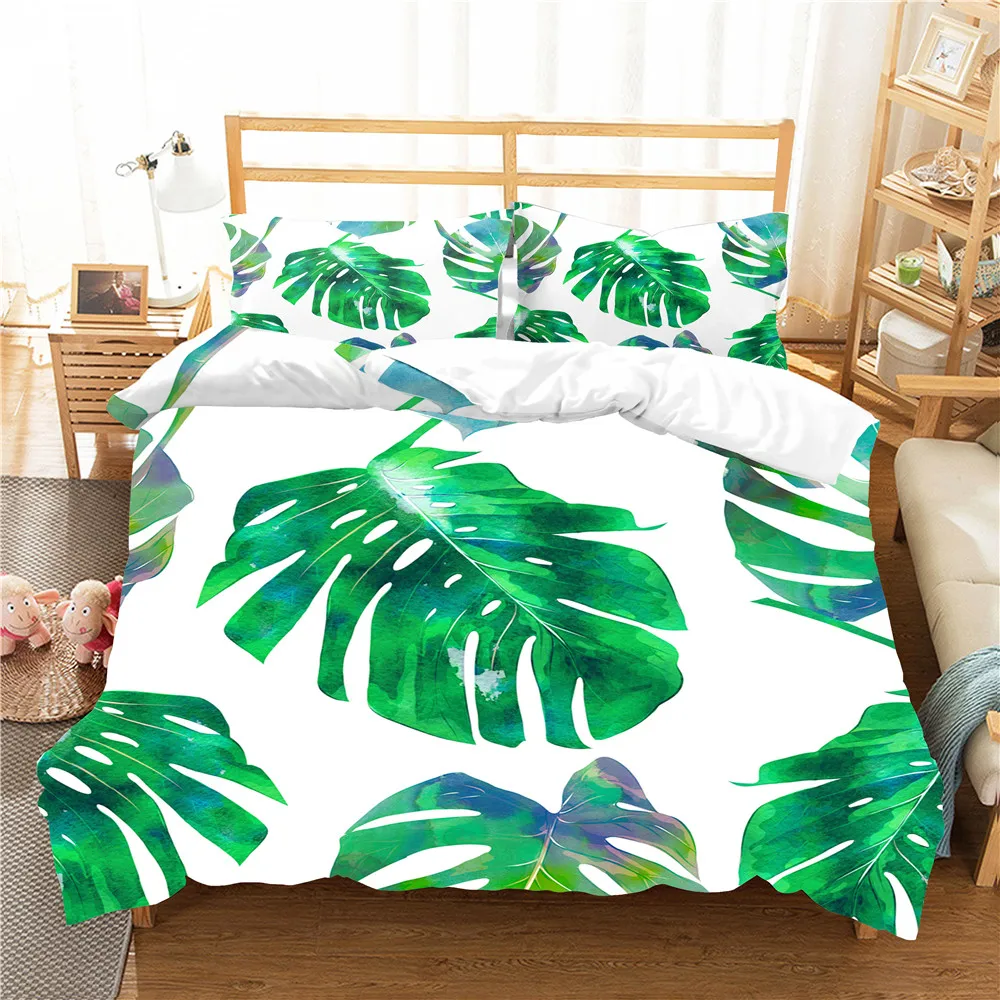 Роскошные постельные принадлежности тропические растения покрывало для кровати