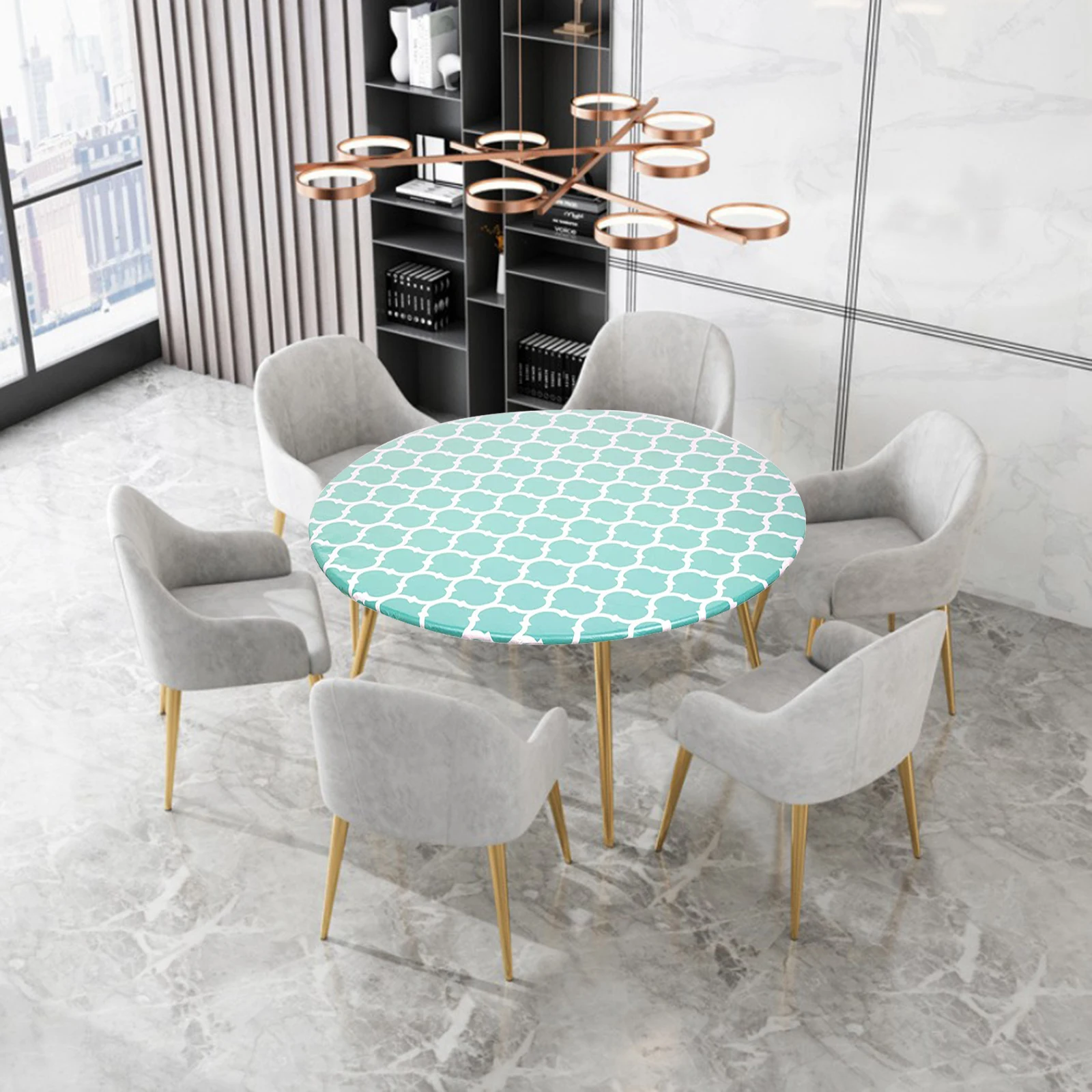 Круглая скатерть маслостойкая пластиковая установленная крышка стола для