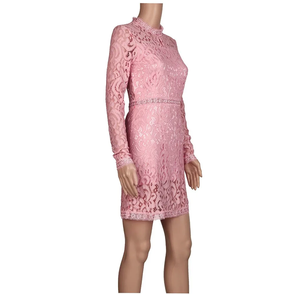 JAYCOSIN женское сексуальное платье длинное открытое розовое вечерние в дырочку