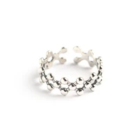genuine sterlling silver 925 open bands rings for women beaded filigree dna honeycomb charm cute girl brithday daily party gift