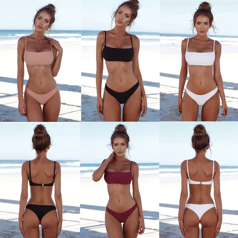 

Hot swimsuits Europe and America quick-drying wear-resistant solid color split bikini bikini bathing suit women mini bikini sexy
