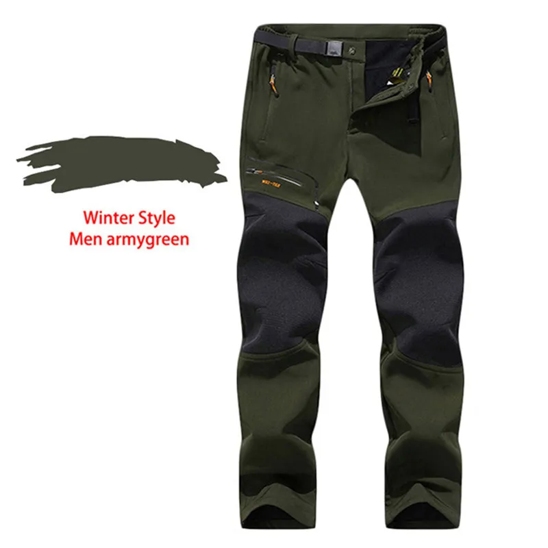 winter green LUTU флисовые теплые флисовые походные брюки для мужчин зимние ветрозащитные лыжные брюки Campping треккинговые горные брюки для улицы - Цвет: winter green
