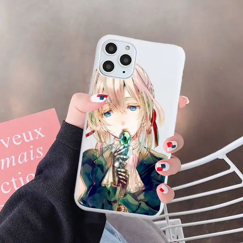 

Violet Evergarden Phone Case White Candy Color for iPhone 6 7 8 11 12 s mini pro X XS XR MAX Plus