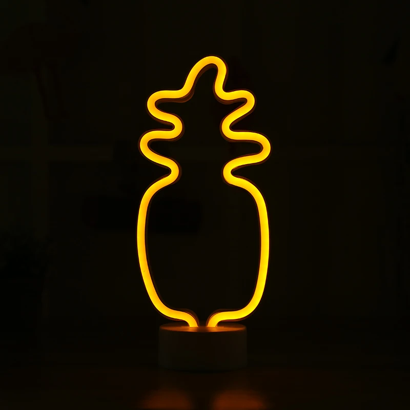 Pineapple Модный Светодиодный светлая неоновая вывеска праздничные Романтические свадебные украшения детская комната Домашний декор луна сердце радуга новинка ночник - Испускаемый цвет: Pineapple