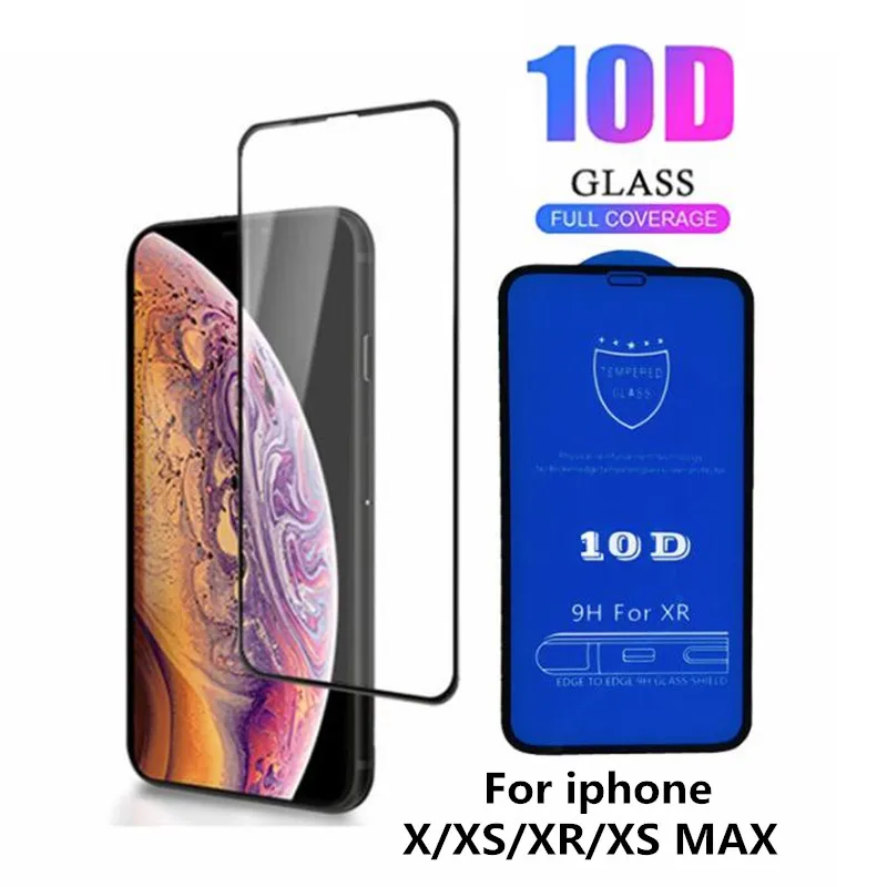 

100pcs 10D Tempered Glass For iPhone 13/12 Mini11 Pro Max XS XR X 8 7 6 Plus Full Coverage Premium Curved Screen Protector Film
