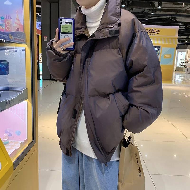 Winter Jacket Men Warm Fashion Casual Oversized Thick Jacket Men Korean Loose Short Coat Mens Black Blue Purple Parker Jackets