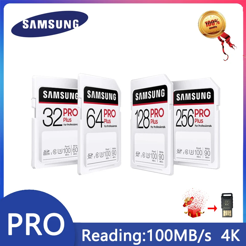 

SAMSUNG PRO Plus 256 GB SDXC UHS-I U3 100 MB / s Full HD e 4K UHD cartão de memória (MB-SD256H / EU)