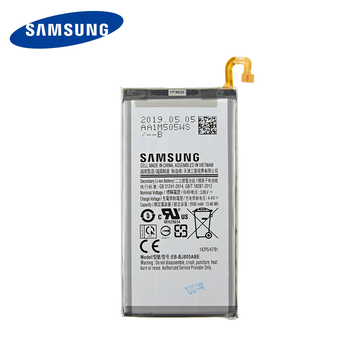 SAMSUNG Orginal EB-BJ805ABE 3500mAh Battery for Samsung Galaxy A6 Plus A6+ SM-A605F A605G A6050 A605K A605FN A605GN A6058