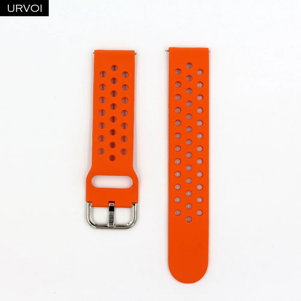 Orange URVOI силиконовой лентой для Galaxy Watch Active/42/46 мм шестерни ремешок для спортивных часов для HUAWEI GT быстроразъемные контакты мягкий сменный 20/22 мм - Цвет ремешка: Orange